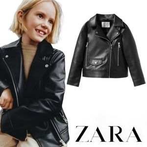 Zara Black Faux Leather Moto Jacket - Black NWT Size 9